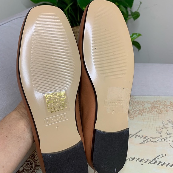 Everlane Tan Leather Ballet Flats Minimalist Design - Picture 3 of 9